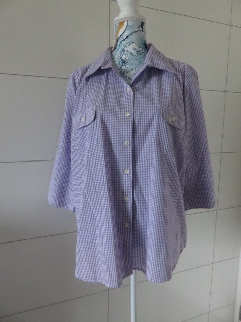 Dames hemd / blouse - paars/wit geblokt  - maat 48 - katoen, Kleding | Dames, Ophalen of Verzenden, Zo goed als nieuw, Maat 46/48 (XL) of groter