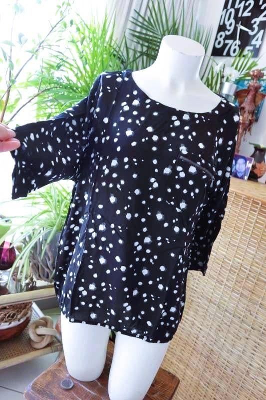 prachtig zwart wit leuk blouse T-shirt, Maat 38/40 (M), Overige kleuren, Zo goed als nieuw, Korte mouw