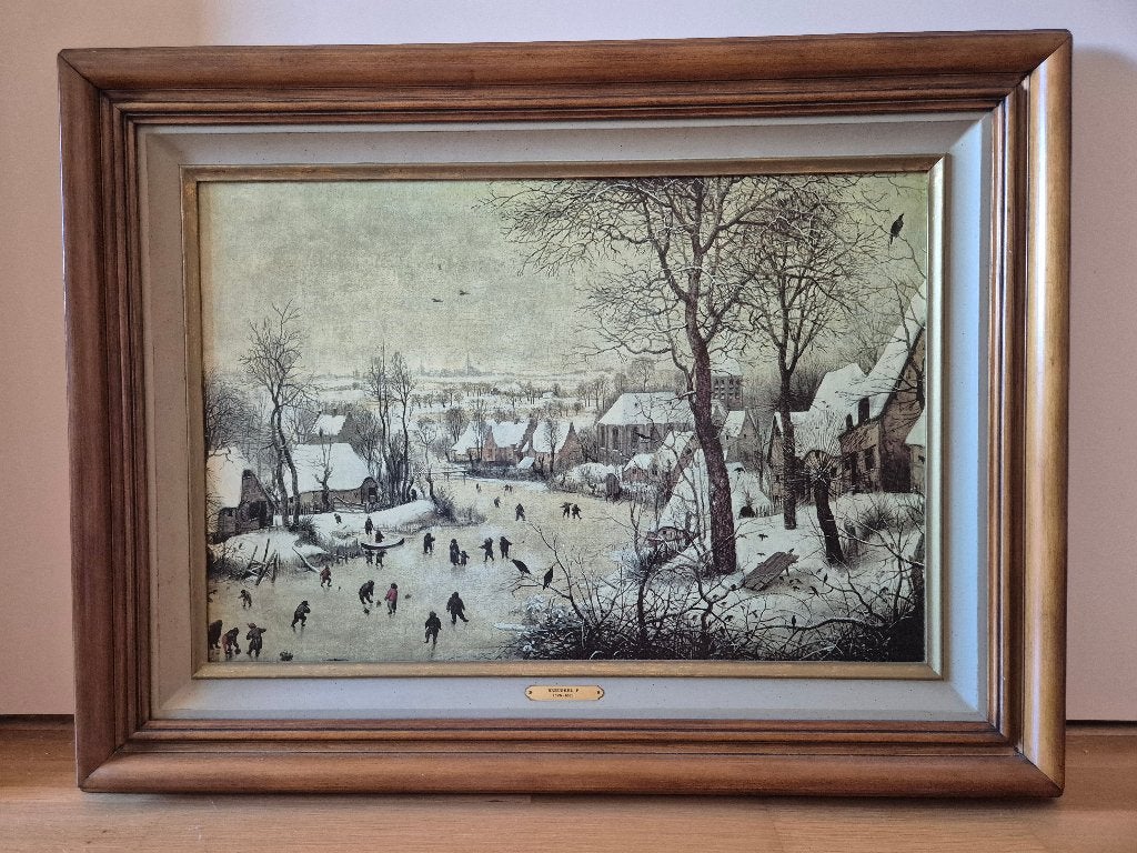 Schilderij op doek Breughel Winterlandschap 1525-1569, Antiek en Kunst, Doek, Ophalen of Verzenden, Landschap, Olieverf