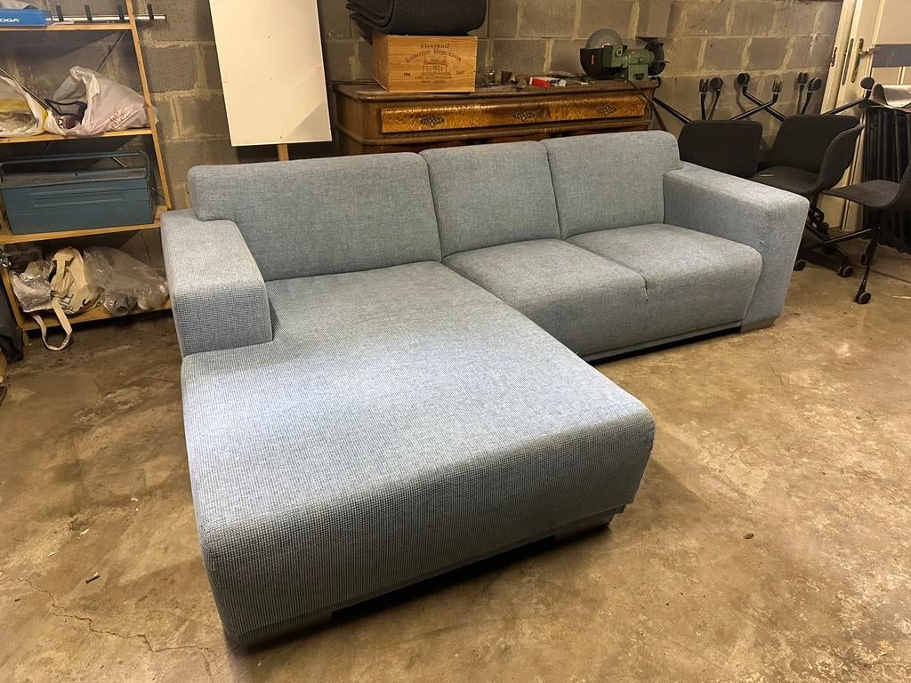 Moderne hoekzetel loungezetel grijsblauw – zeer goede staat, Ophalen, Zo goed als nieuw
