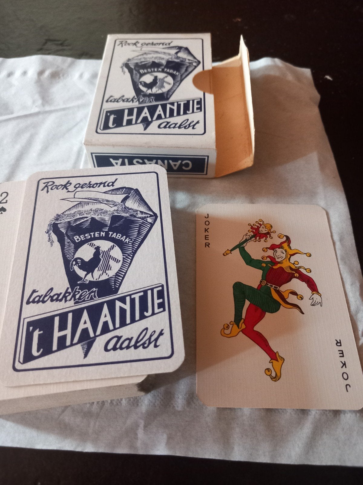Publicité Tobacco't Haantje Aalst., Collections, Cartes à jouer, Jokers & Jeux des sept familles, Enlèvement