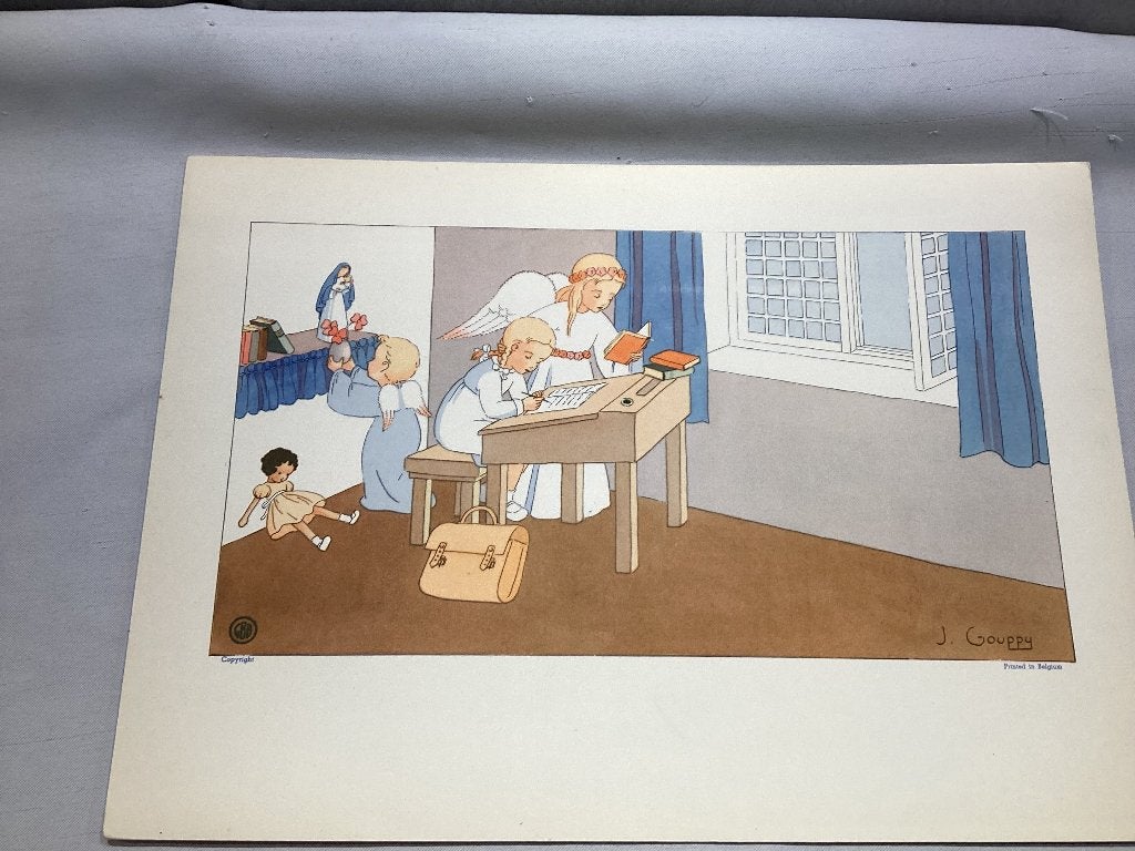 4 Prints / lithografie getekend J. Gouppy. 102/a, Ophalen, Lithografie
