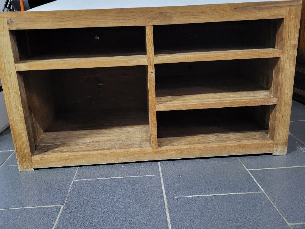 Massief houten TV-meubel – 99,5 x 57 x 55 cm, Moins de 100 cm, Enlèvement, Utilisé, 50 à 100 cm