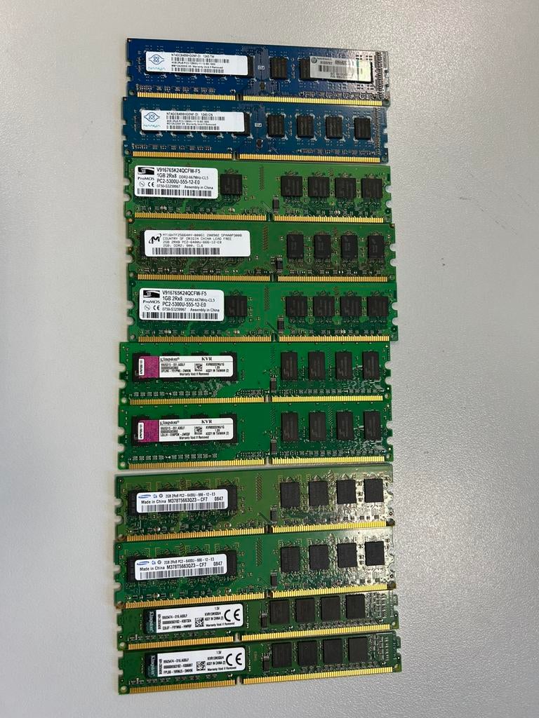 Lot RAM-geheugen voor desktop pc – 10 stuks (DDR2 / DDR3), Gebruikt, DDR3, Ophalen of Verzenden, Desktop