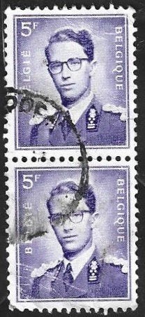 2 Postzegels België 1957 Koning Boudewijn, Oblitéré, Enlèvement ou Envoi, Affranchi, Timbre-poste