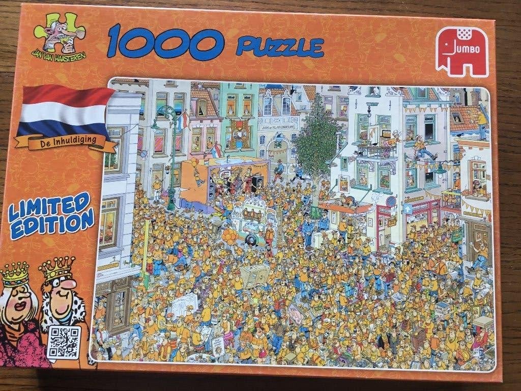 Puzzel Jumbo 1000 Jan Van Haasteren De inhuldiging, Hobby en Vrije tijd, Denksport en Puzzels, Ophalen of Verzenden, 500 t/m 1500 stukjes