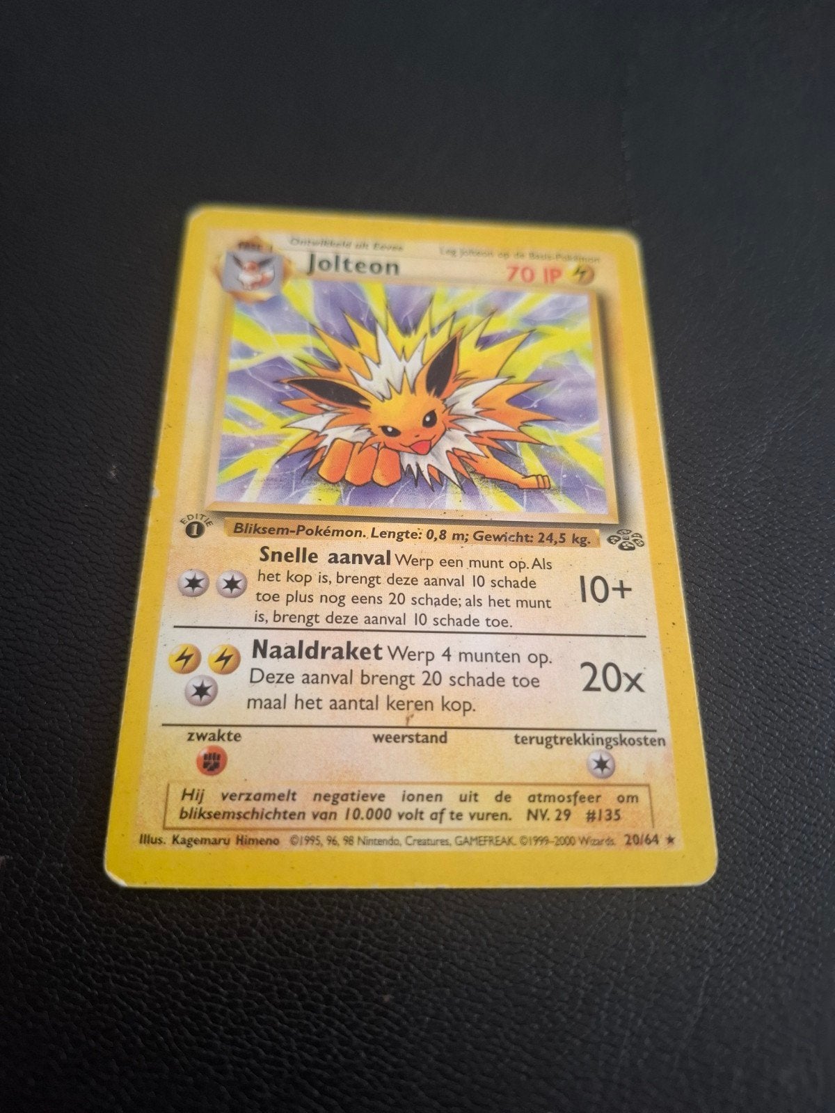 Carte Pokémon Jolteon (néerlandais, 20/64), Enlèvement ou Envoi