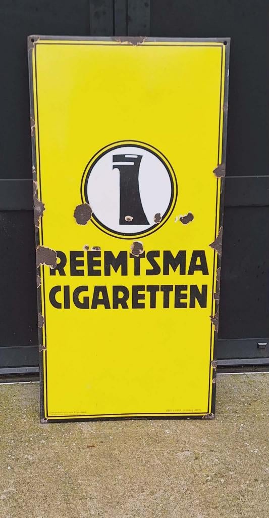 Groot emaille reclamebord Reemtsma Cigaretten., Ophalen of Verzenden, Gebruikt, Reclamebord