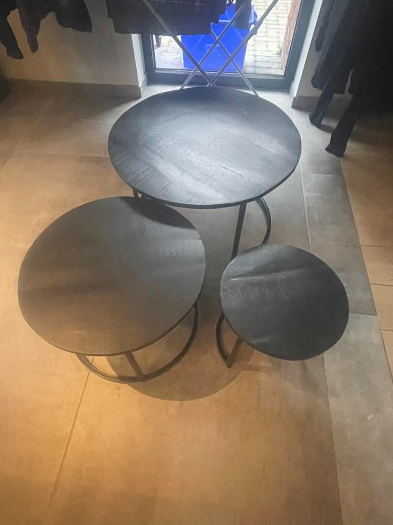 3 delig zwart salontafelts, Huis en Inrichting, Ophalen, Gebruikt
