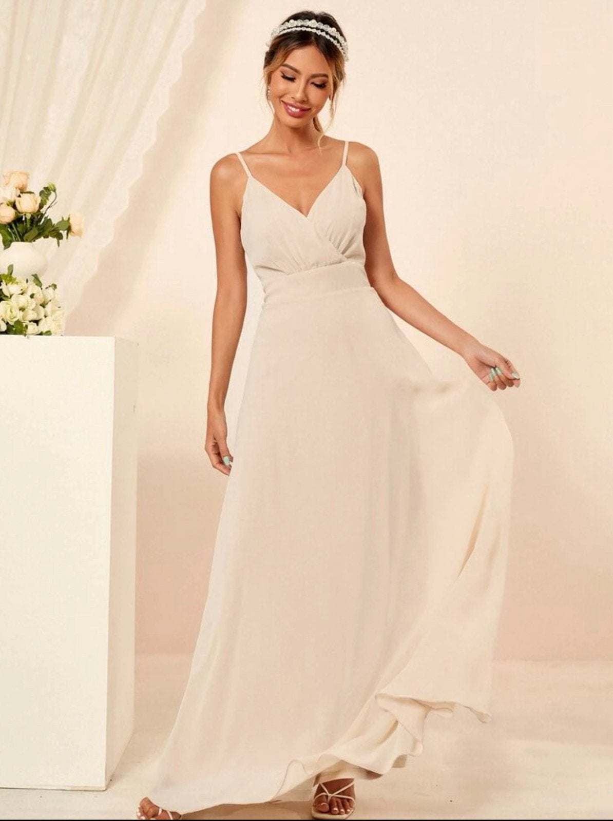 Robe taille XL, Enlèvement ou Envoi, Neuf, Beige, Robe de mariée