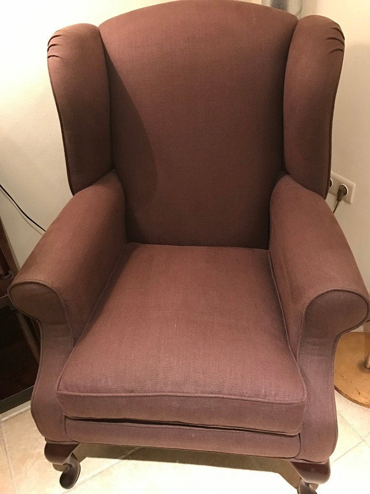 stoffen fauteuil - oorfauteuil zetel flamant, Maison & Meubles, Enlèvement, Comme neuf, Brun, Autres types