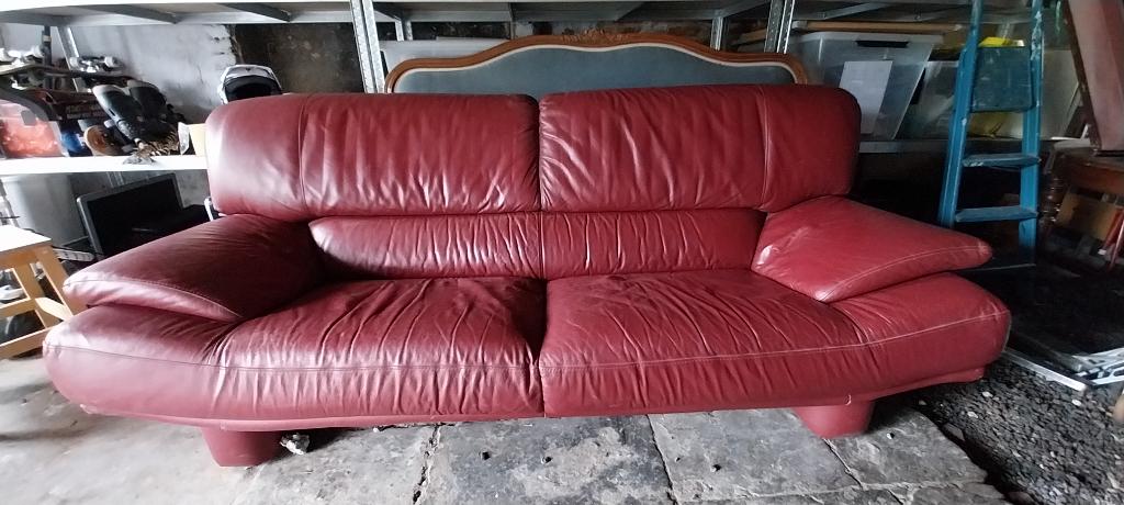 Canape en cuir 3 places, Ophalen, Gebruikt, Driepersoons, Rechte bank