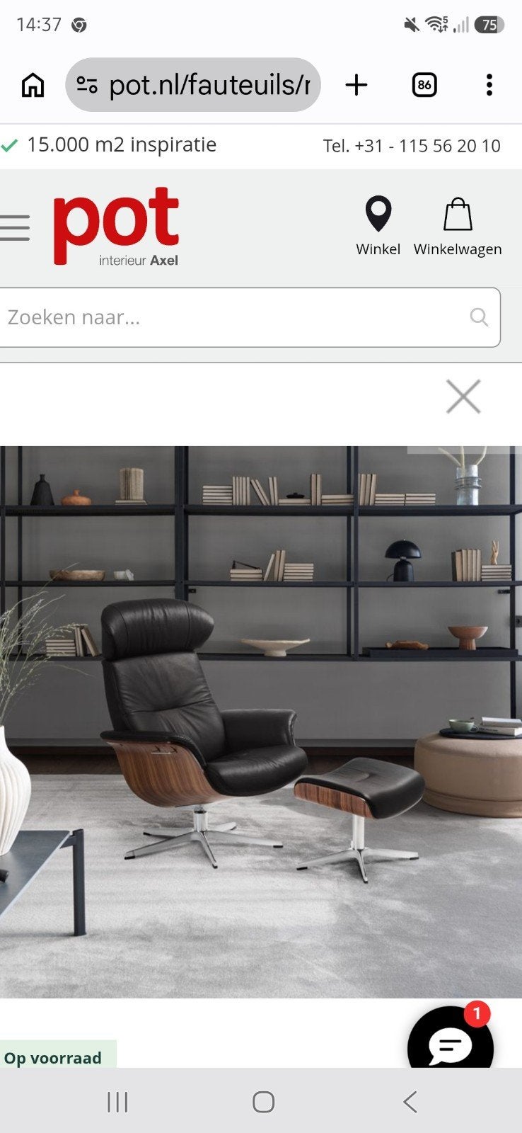 2 keer Conform relax lounge zetel met voetenbank, Ophalen
