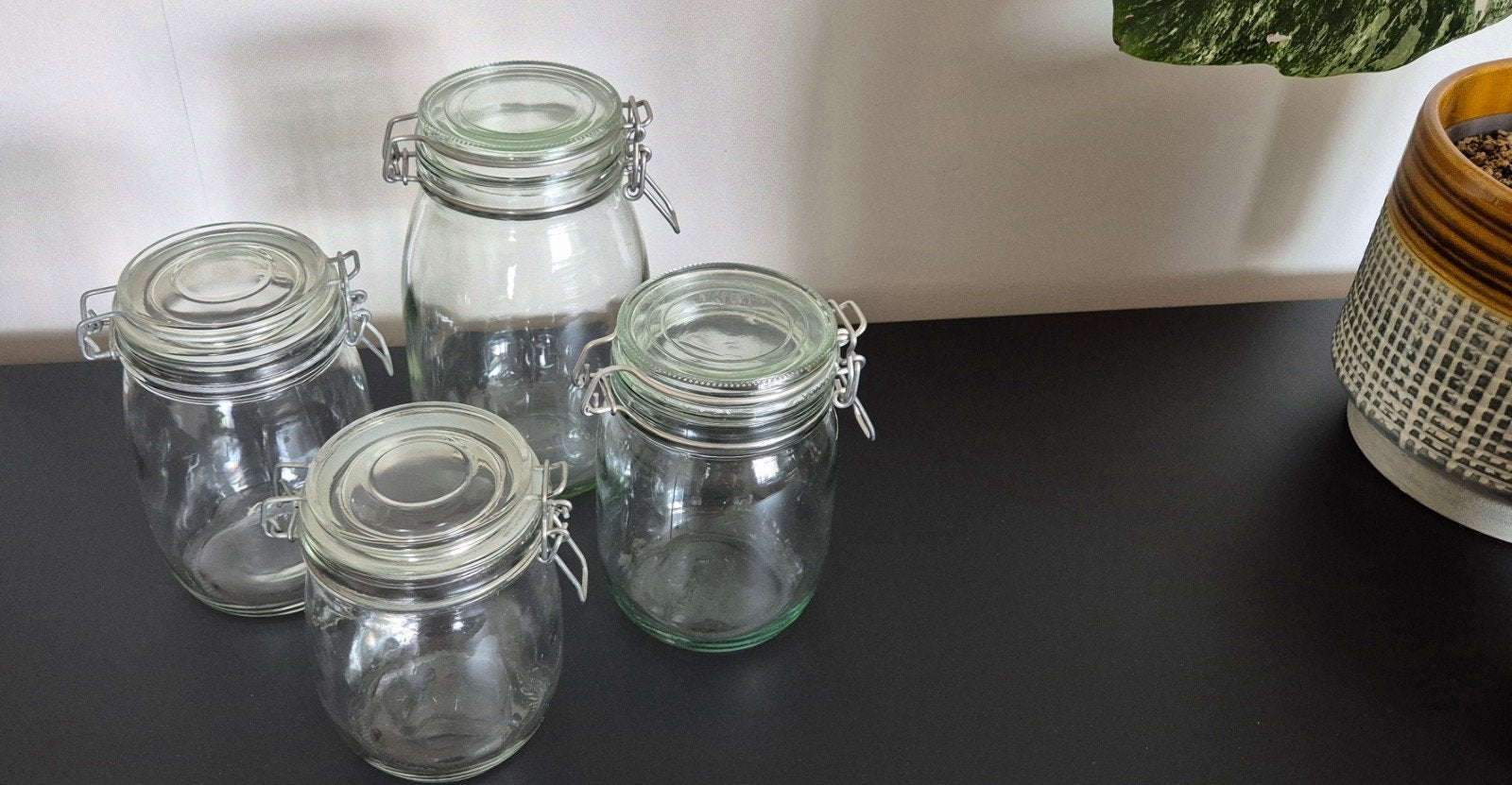 4 bocaux de rangement en verre, Enlèvement ou Envoi
