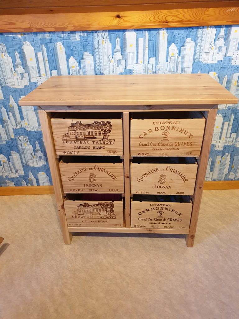 Lade kast uit wijnkisten, Maison & Meubles, Armoires | Commodes, Comme neuf, Moins de 100 cm, 50 à 100 cm, 25 à 50 cm, Pin, 5 tiroirs ou plus
