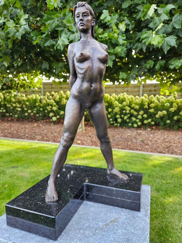 Duriez Irénée Bronzen vroeg werk staand naakt, ook gevraagd!, Brons, Beeld, Bruin, Modern