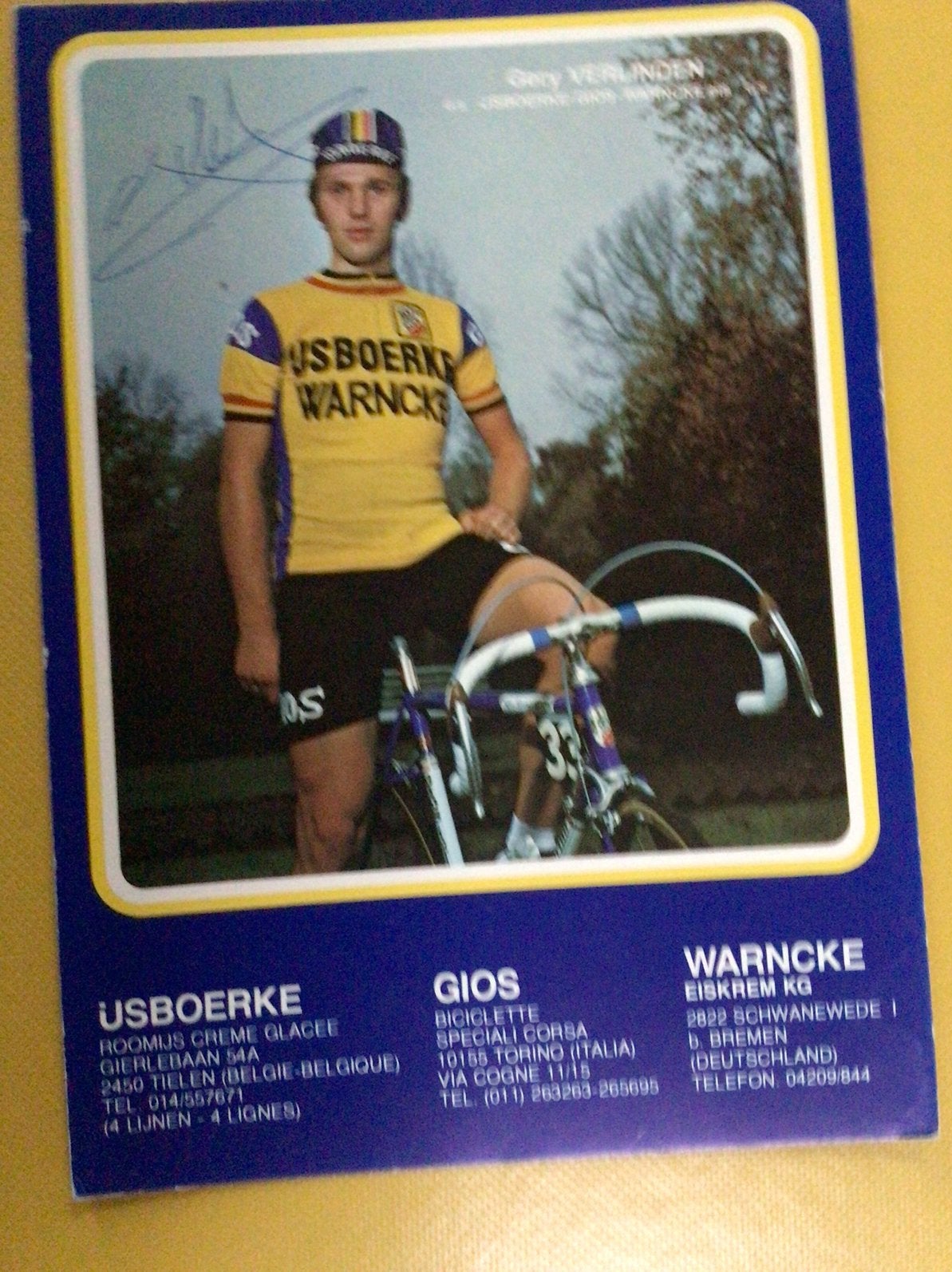 Wielerkaart team gios ijsboerke gerry verlinden signe, Ophalen of Verzenden