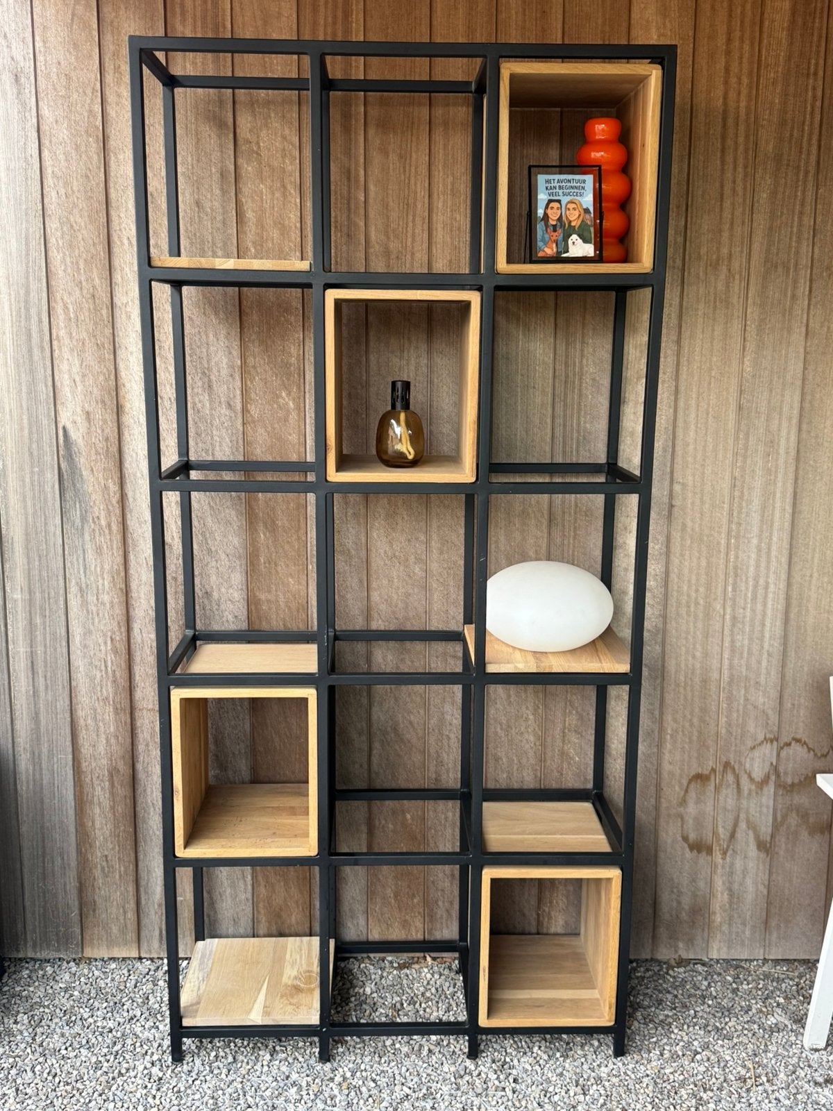 Design kast black&wood, Ophalen, Met plank(en), Zo goed als nieuw, Minder dan 150 cm