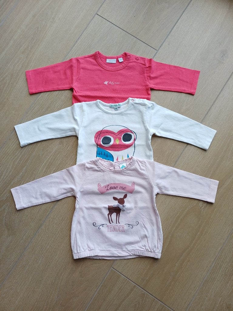 3 longsleeves draagmaat 62, Ophalen of Verzenden, Gebruikt, Meisje, Shirtje of Longsleeve