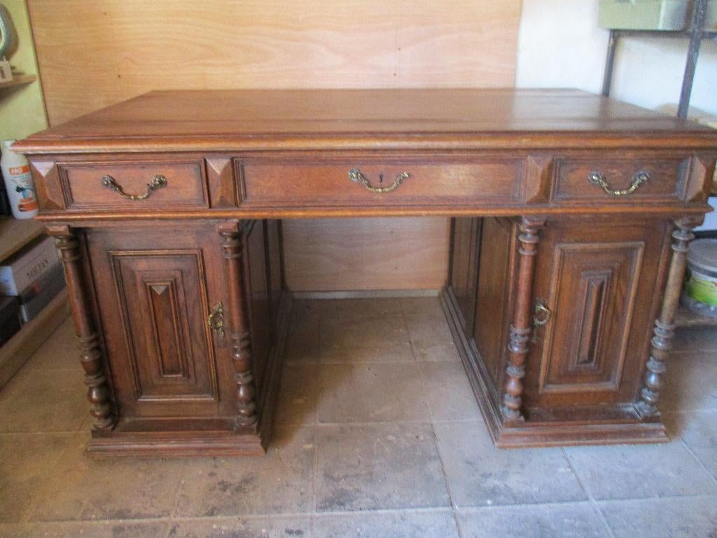 oud eiken bureau, Ophalen, 90 cm, Gebruikt, Hout