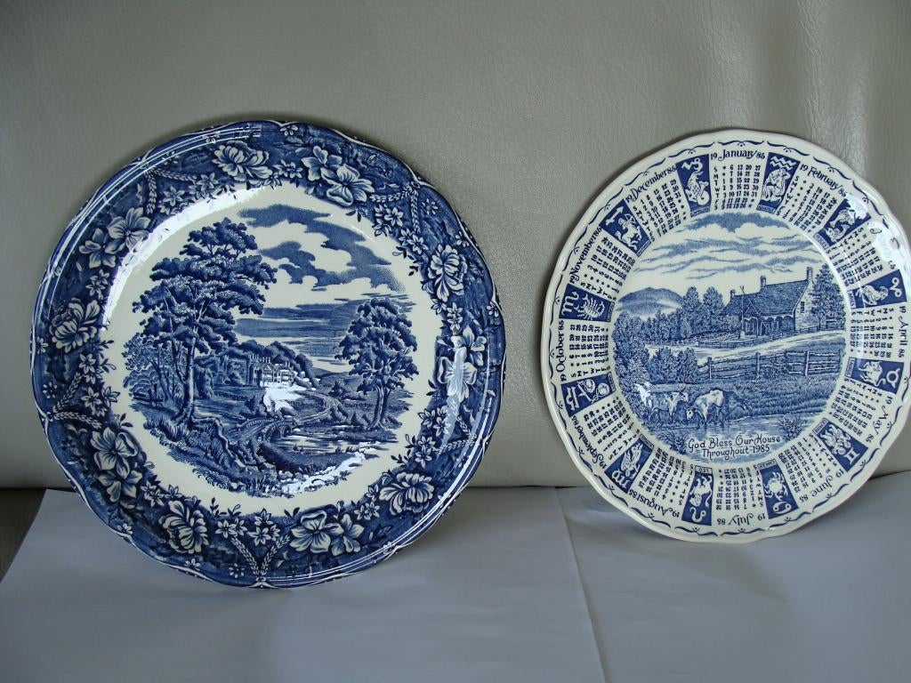 ancien plat Barra, England,1 plat bleu calendrier, zodiaques, Antiek en Kunst, Ophalen of Verzenden