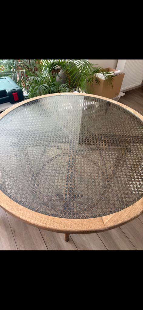 Salon tafel met glazen blad, Huis en Inrichting, Tafels | Bijzettafels, Ophalen, Gebruikt