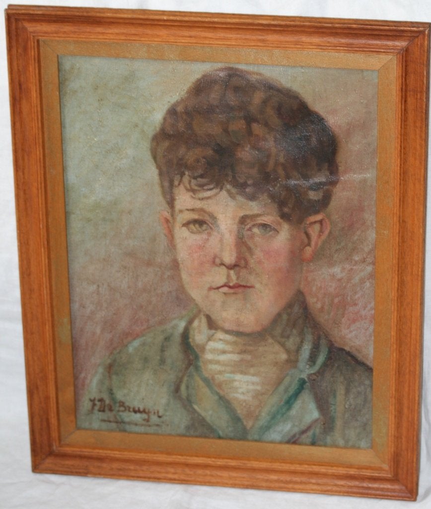 F. De Bruyn - Schilderij Olie op doek, Doek, Portret of Personen, Ophalen of Verzenden, Gesigneerd