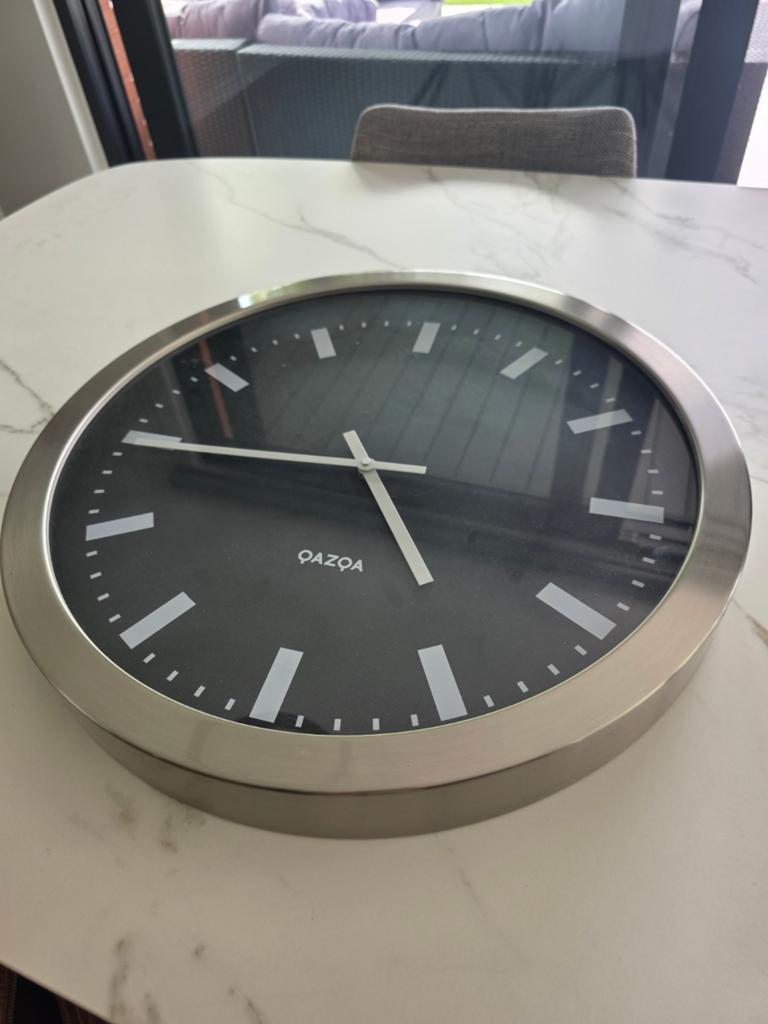 Uurwerk inox afwerking.  51 cm Diameter, Huis en Inrichting, Ophalen