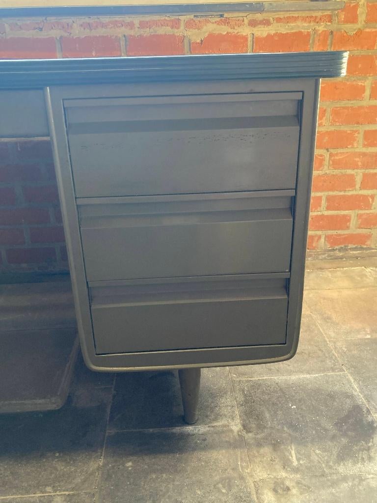 Vintage industrieel metalen bureau met 7 lades, Huis en Inrichting, Ophalen, Overige typen, Gebruikt, Met lades