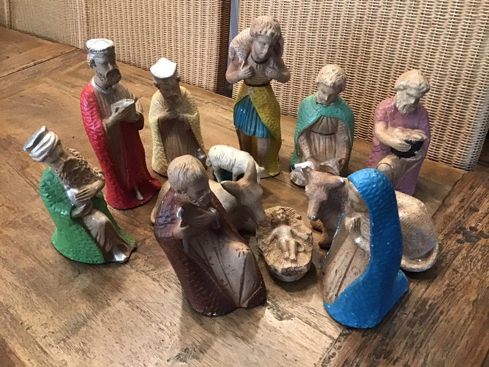 Vintage kerstbeelden kerstgroep kerststal Jozef Maria Jezus, Ophalen of Verzenden, Gebruikt