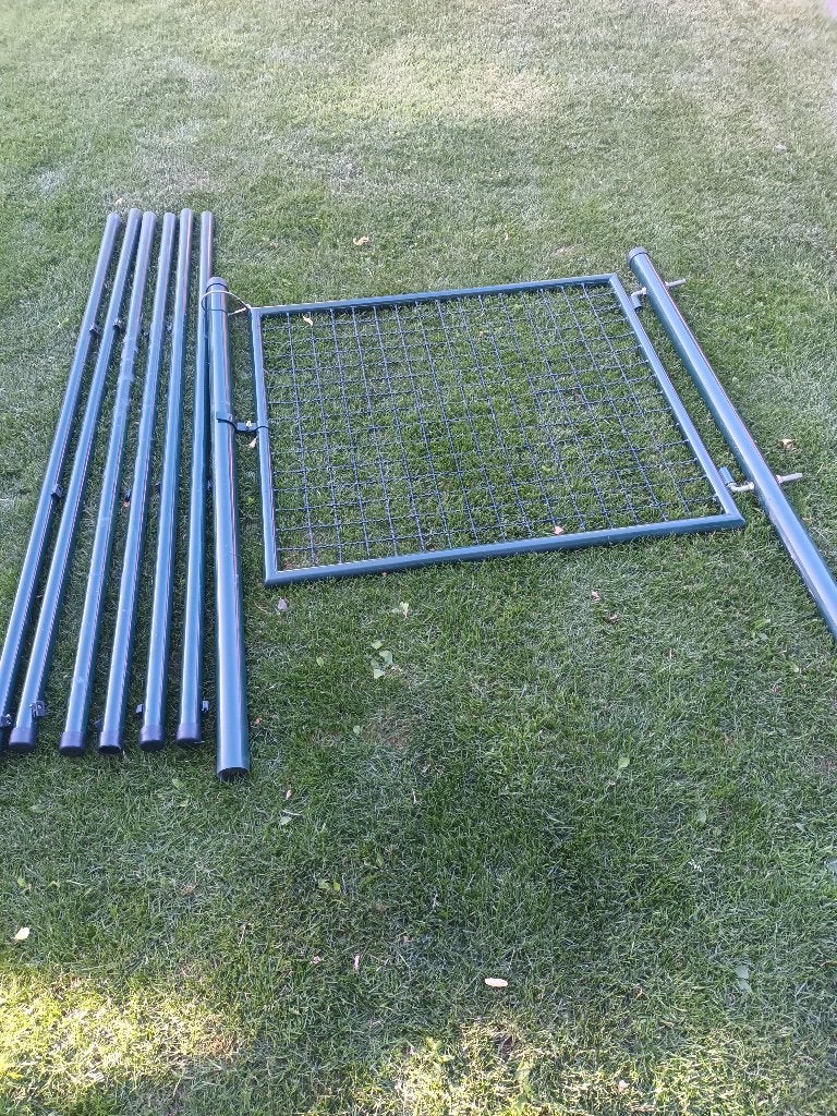 Metalen groen tuinpoortje (Bekaert) met palen en toebehoren, Jardin & Terrasse, Enlèvement, Comme neuf, Poteaux