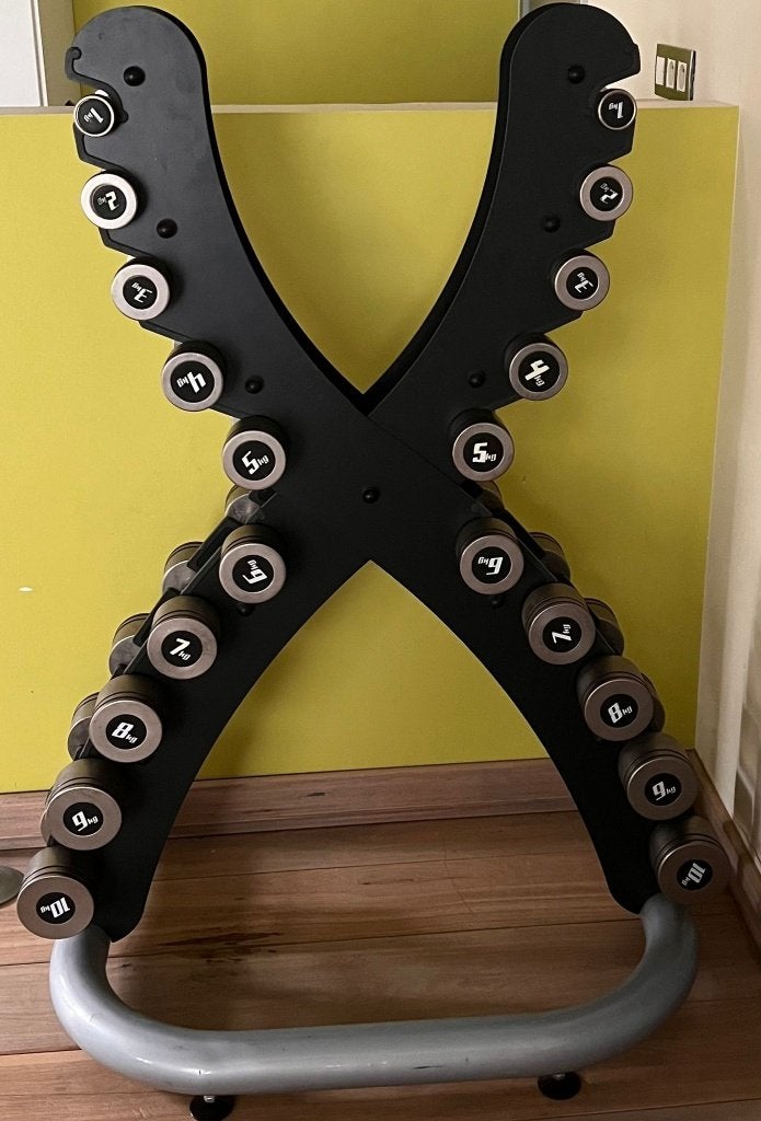Dumbbells 1-10 kg & X-Rack, Ophalen, Zo goed als nieuw, Benen, Dumbbell