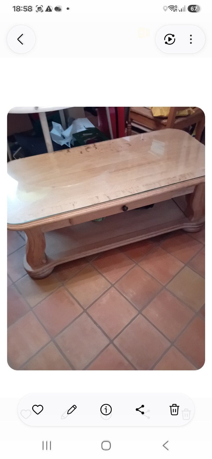 table de salon en chêne caligene L120, Maison & Meubles, Enlèvement, Comme neuf, Chêne