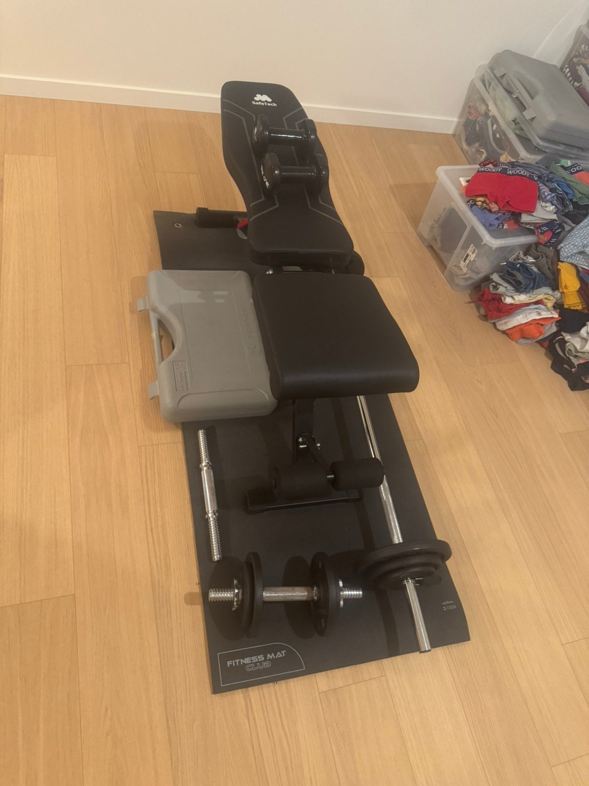 Fitnessbank inclusief gewichten, Sport en Fitness, Fitnessmaterialen, Ophalen, Nieuw, Fitnessbank