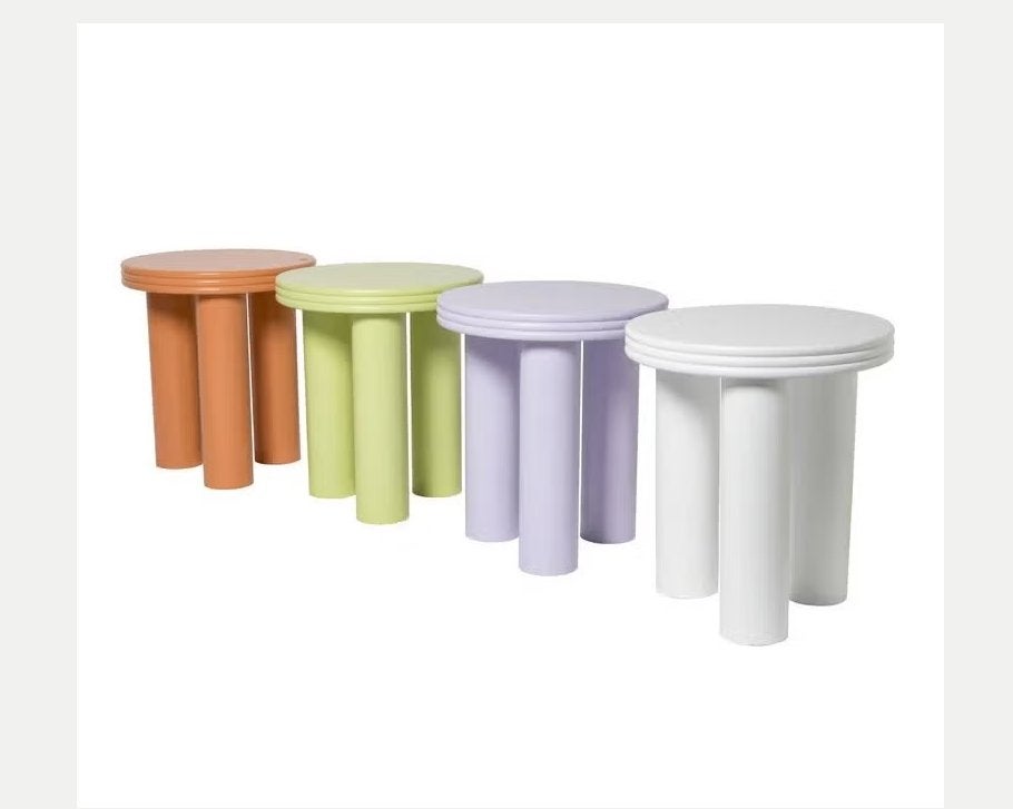 Neuve. Table d'appoint/de chevet/sellette. Pastel Pistache, Neuf, Mid century, Rond, Moins de 55 cm