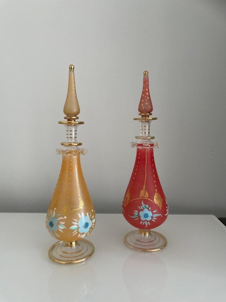 2 Egyptische vaasjes, Maison & Meubles, Accessoires pour la Maison | Vases, Enlèvement ou Envoi, Utilisé, Rouge, Verre
