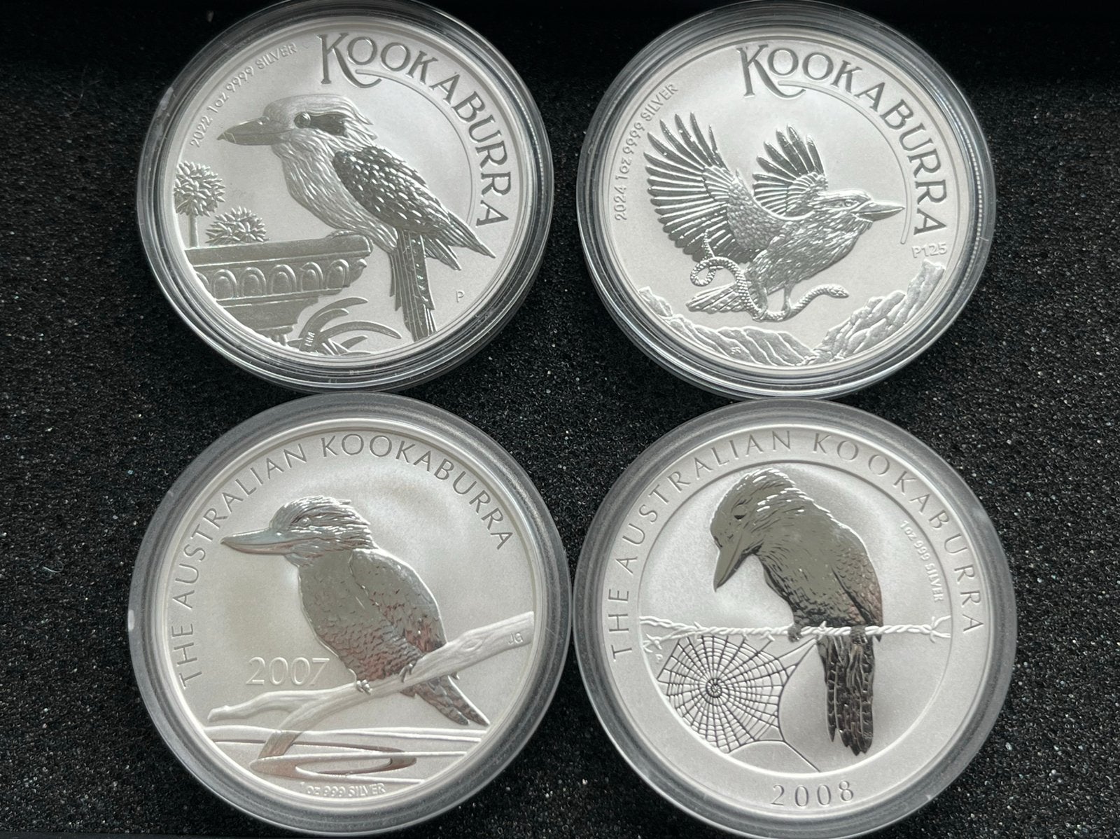 Setje zilveren 1oz mujteb Kookaburra 2024 2022 2008 2007, Ophalen of Verzenden, Setje