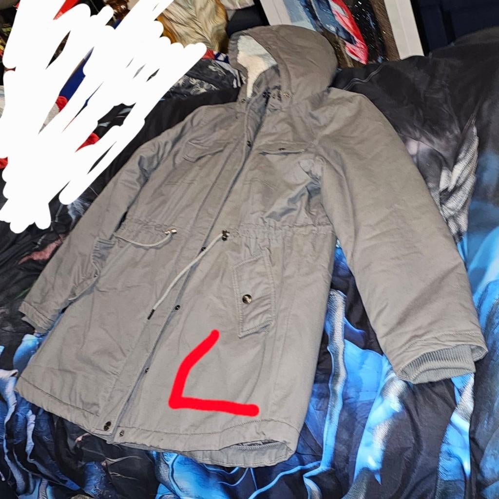 dames jas met pels winter maat L grijs, Vêtements | Femmes, Vestes | Hiver, Enlèvement, Comme neuf, Taille 42/44 (L), Gris