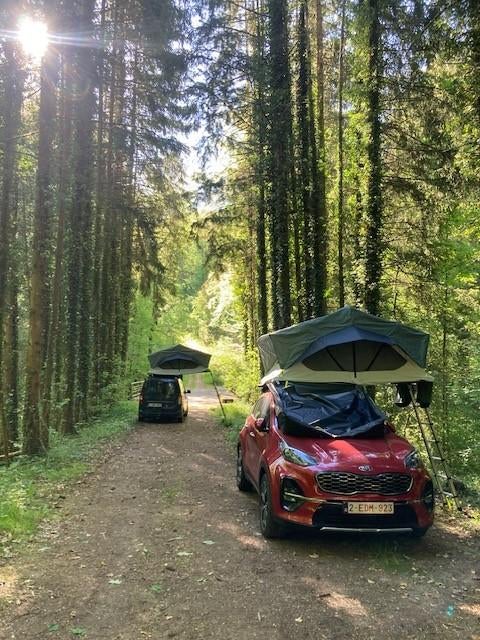 Tente de toit Decathlon MH500 + auvent + barres de toit, Enlèvement, Utilisé, Jusqu'à 3