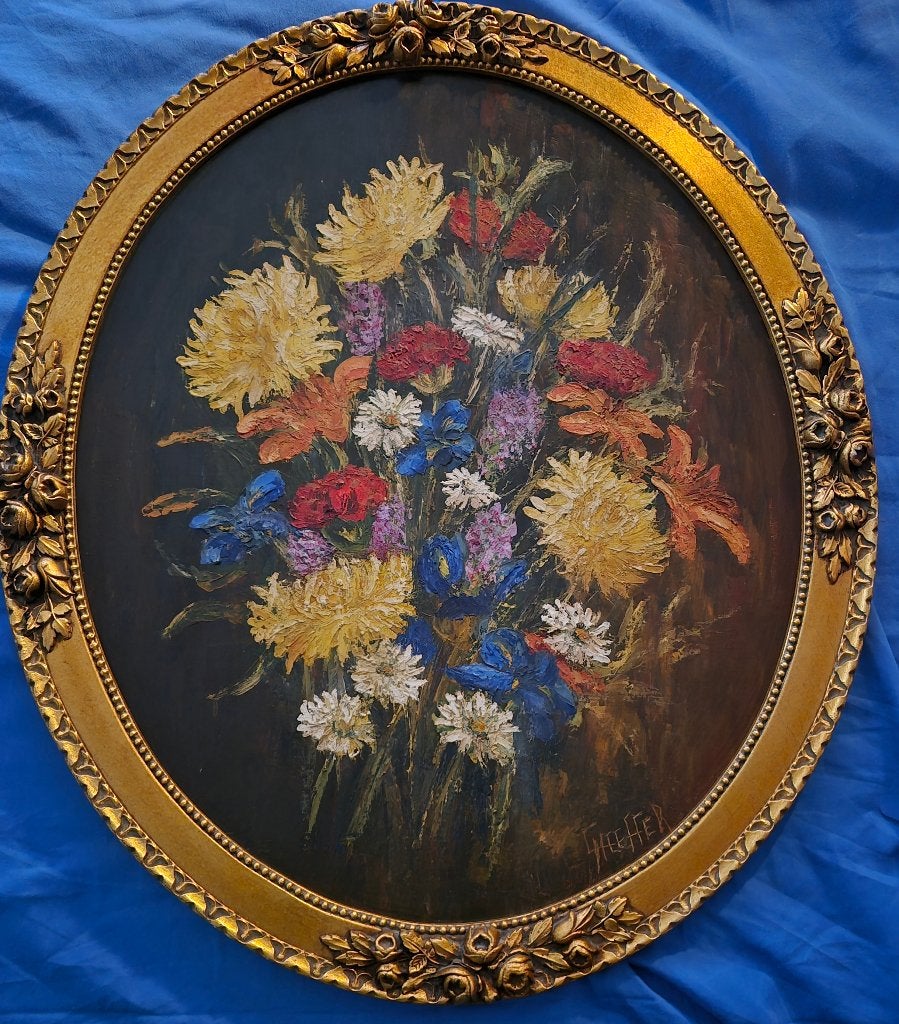 schilderij kleurrijk bloemstilleven, Antiek en Kunst, Kunst | Schilderijen | Klassiek, Bloemen, Overige stijlen, Overige technieken