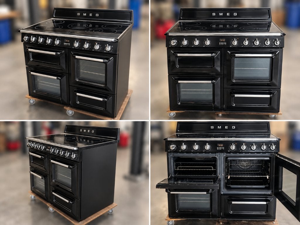 POÊLE SMEG RÉTRO AVEC CUISINIÈRE À INDUCTION 110 CM, Utilisé, 95 cm ou plus, À Poser, 60 cm ou plus