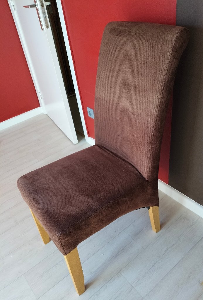 Teak zitstoel chocolade kleur, met stevige stof., Comme neuf, Brun, Enlèvement, Teak, klassiek