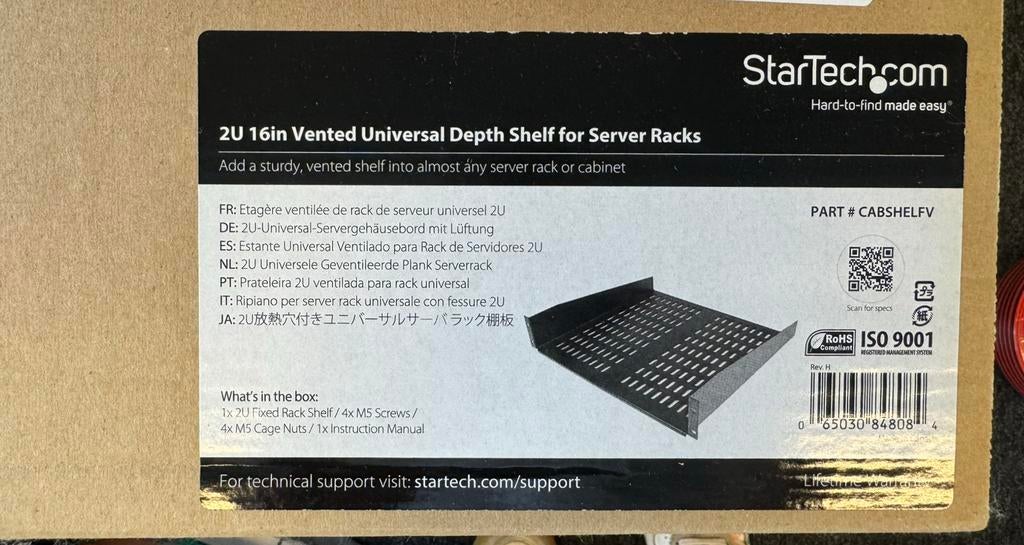 StarTech 2U 16” Geventileerde Server Rack Shelf, Ophalen, Zo goed als nieuw
