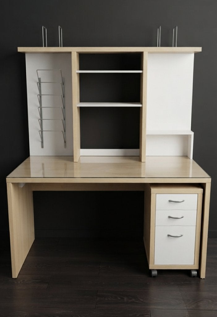 Bureau élégant avec plateau et tiroir (140 cm), Maison & Meubles, Bureaux, Utilisé, Bureau-armoire combiné, IKEA, Moderne, Bois