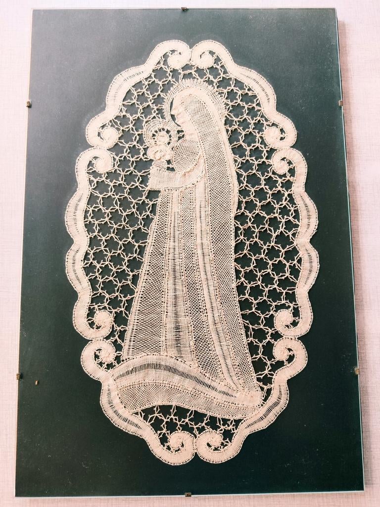Mariabeeld in kantwerk, Hobby en Vrije tijd, Kantklossen, Ophalen