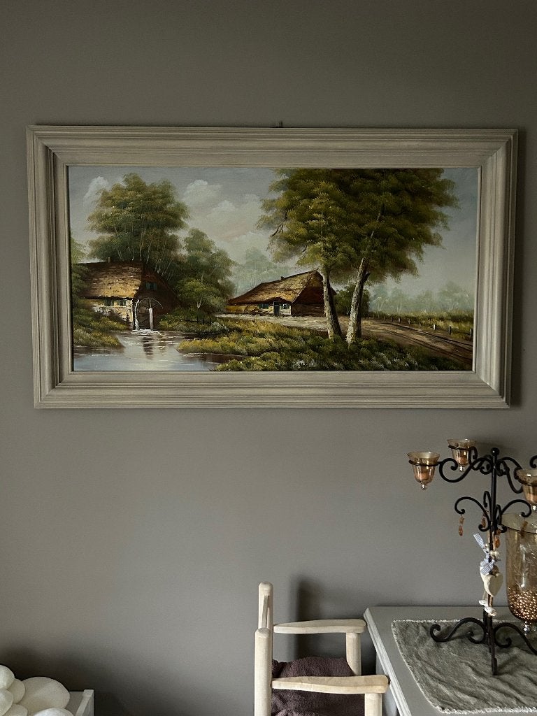 Schilderij, Antiek en Kunst, Kunst | Schilderijen | Klassiek, Ophalen, Ingelijst, Landschap, Doek