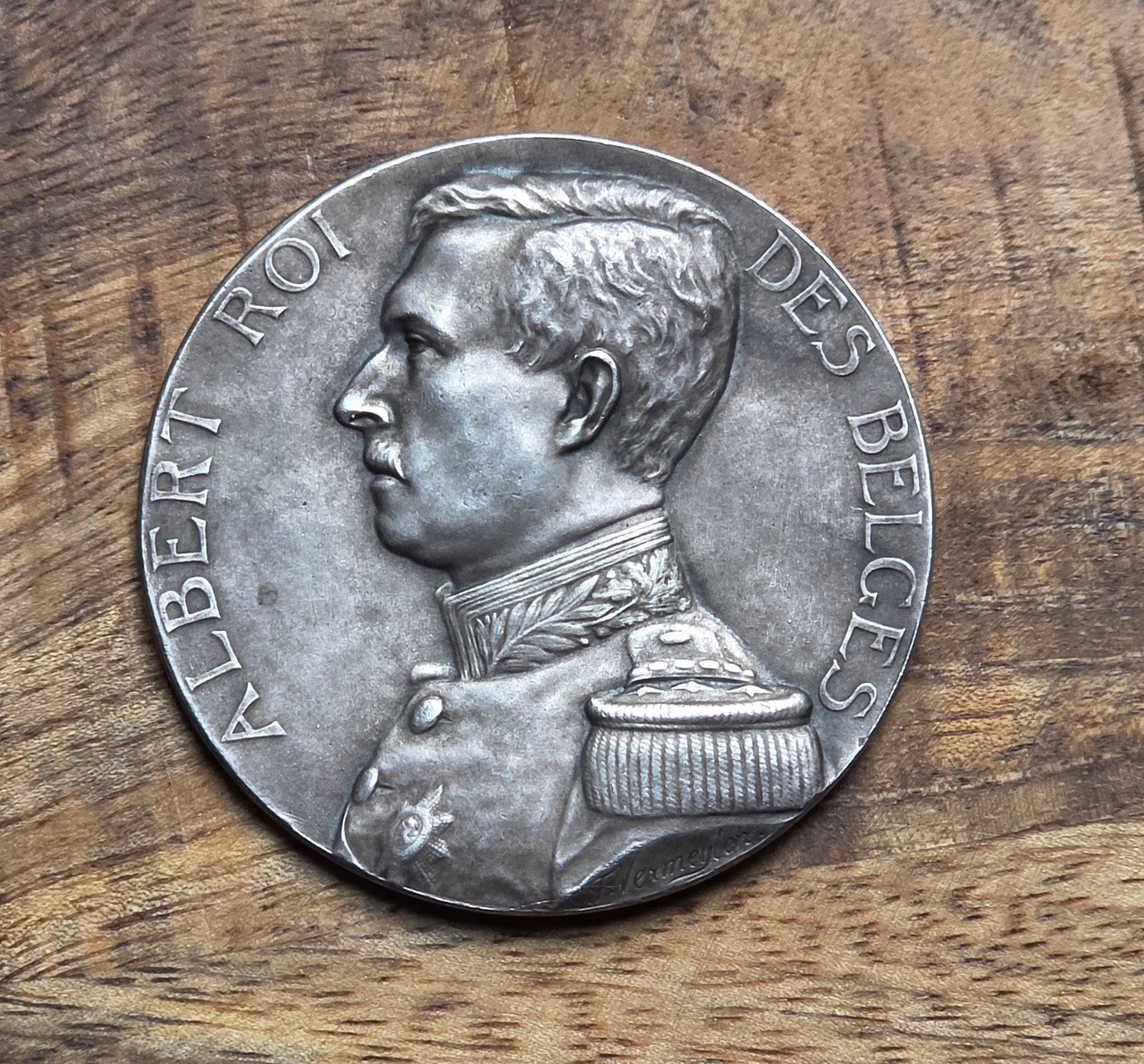 medaille / penning Koning Albert I zilver 5cm, Postzegels en Munten, Ophalen of Verzenden