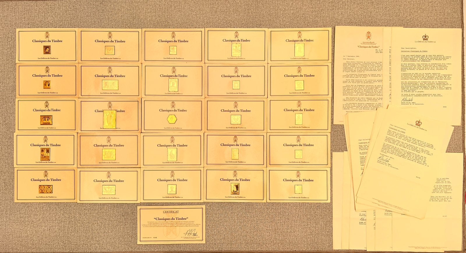 Belgique — 25 timbres en argent 925, 470 g, Enlèvement ou Envoi, Autre, Oblitéré