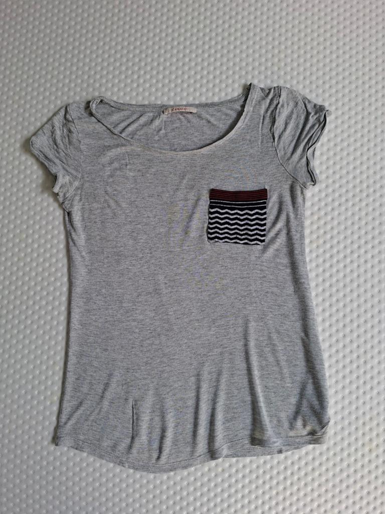 T-shirt Camaïeu gris léger et fin, Manches courtes, Taille 38/40 (M), Gris, Enlèvement ou Envoi