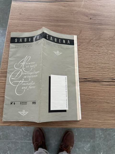 Sabena folder N 6 1951, Boeken, Catalogussen en Folders, Ophalen of Verzenden, Gelezen, Folder
